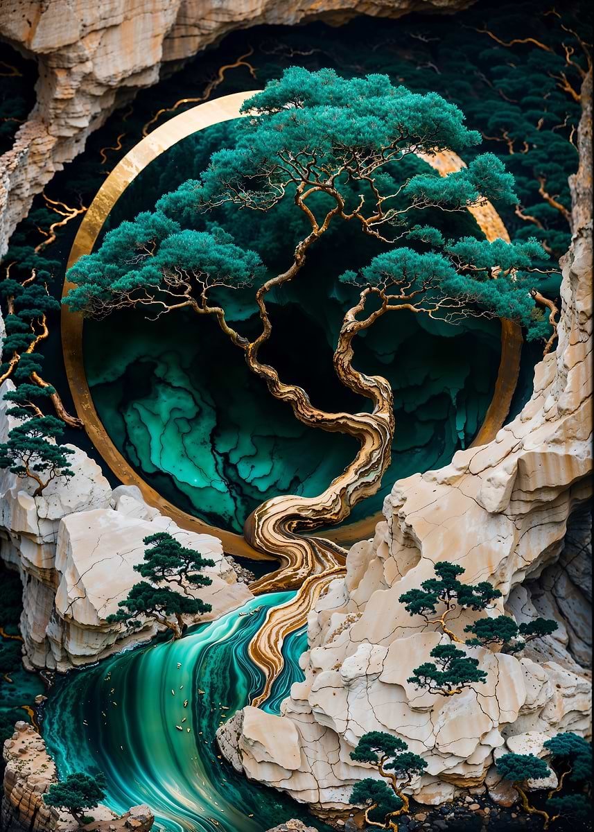 Arte De Kintsugi En Árbol De Montaña