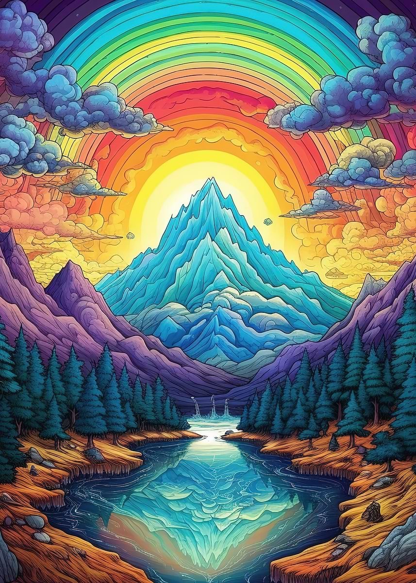 Montañas De Fantasía Coloridas