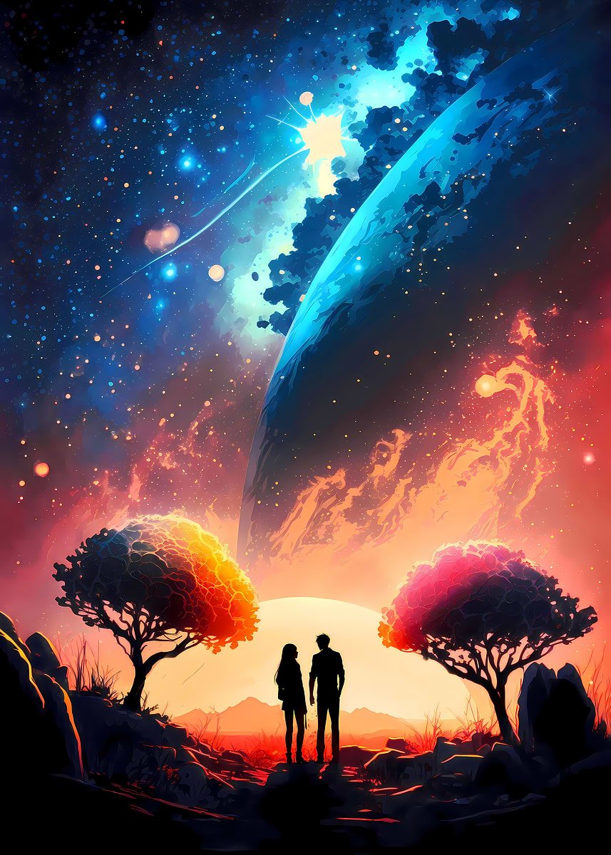 Pareja En El Crepúsculo Galáctico