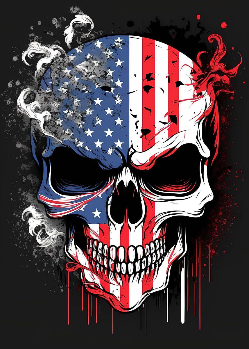 Calavera Con Bandera Estadounidense